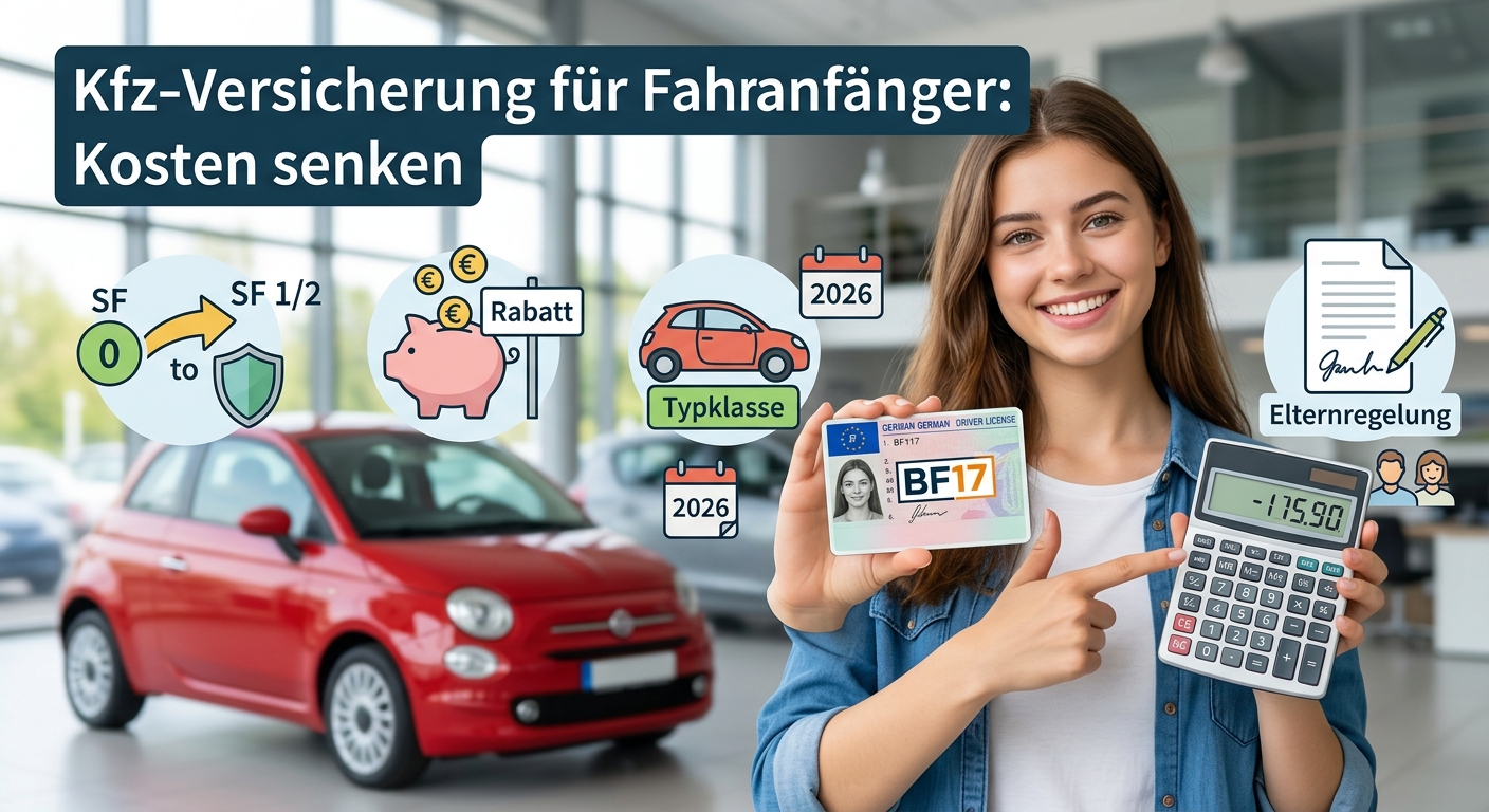 Kfz-Versicherung für Fahranfänger: Kosten, SF-Klasse & Spartipps 2026