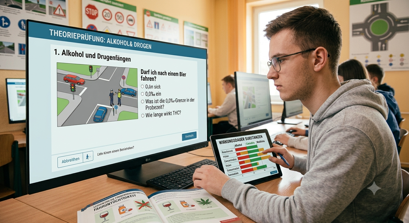 Alkohol und Drogen im Straßenverkehr: Regeln für die Prüfung
